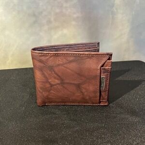 Calvin Klein Mens Brown Full Grain Leather Bifold Wallet with Removable ID Case